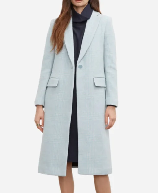 Bri Neal The Madness 2024 Light Blue Plaid Coat - Image 2