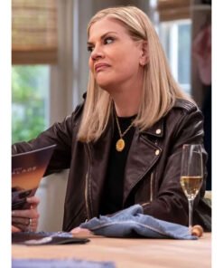 Kristen Johnston Black Leather Jacket