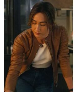 Maggie Q Brown Leather Jacket