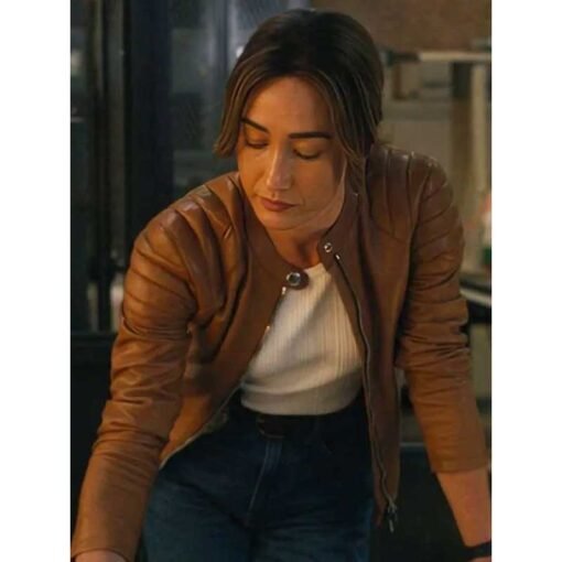 Maggie Q Brown Leather Jacket