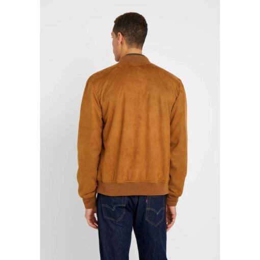 Men's Bomber Light Brown Suede Jacket - Image 5