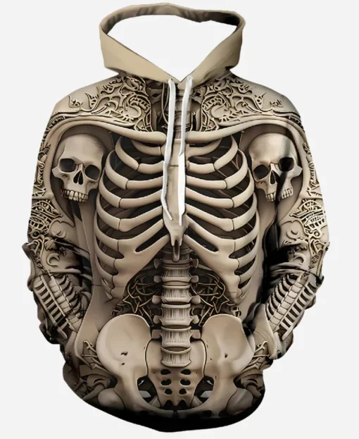 Men’s Vintage Sweatshirt 3D Skull Printed Hoodie