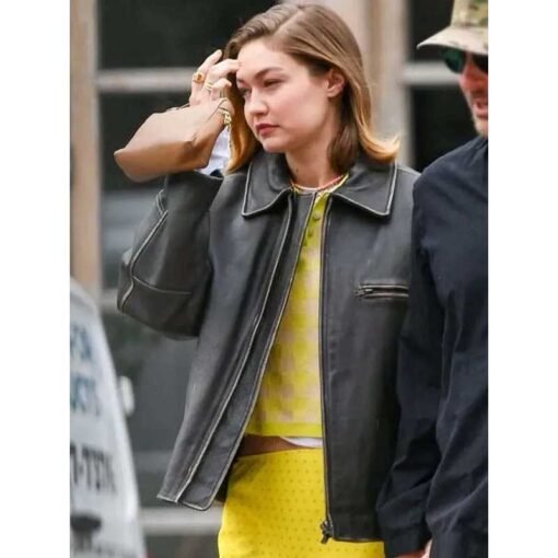 NYC 2025 Street Style Gigi Hadid Leather Jacket - Image 2