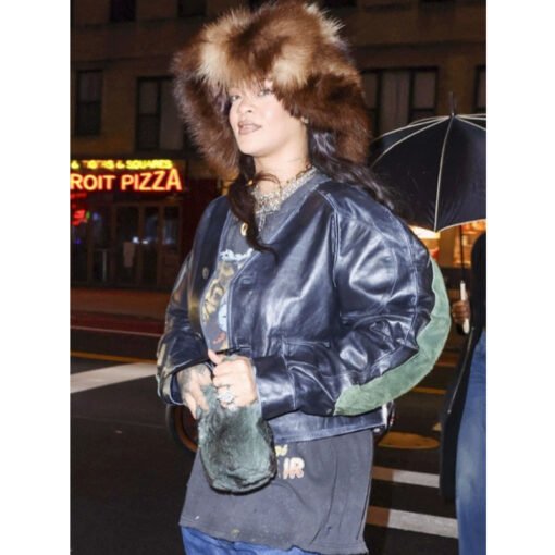 NYC Rihanna Cropped Leather Jacket - Image 2
