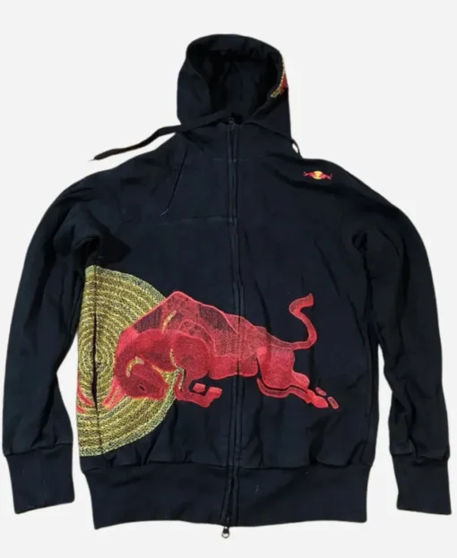 Navy Vintage Red Bull Big Embroidered Logo Racing Hoodie
