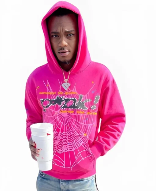 Pink Sp5der Hoodie - Image 2