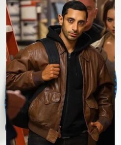 Riz Ahmed Brown Leather Jacket
