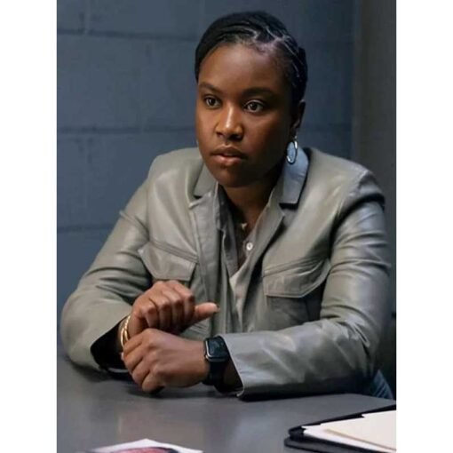 Samira Parker Grey Leather Blazer - Image 2