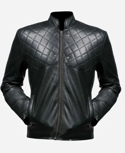 Stephen Amell Hooded Black Leather Jacket - Image 2