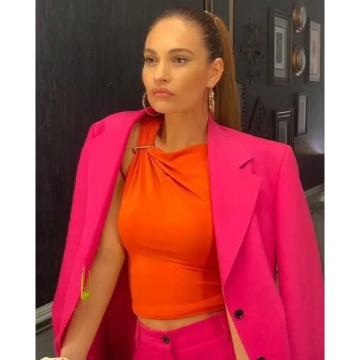 The Late Late Show Lily James Pink Suit - Image 2