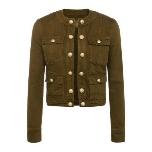 Top Chef S22 Gail Simmons Olive Green Pockets Jacket - Image 2