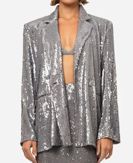 Hoda Kotb The Today Show Silver Sequin Blazer - Image 3