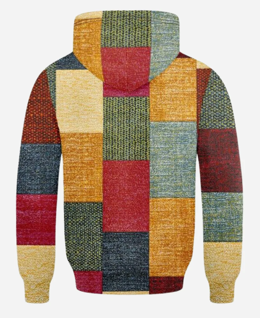 Vintage 90s 3d Printed Plaid Pattern Casual Hoodie - Image 3