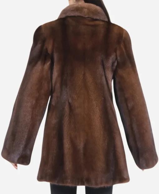 Women’s Shearling Brown Mink Fur Jacket - Image 2