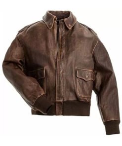 Aviator A2 Brown Distressed Bomber Jacket