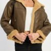B3 Brown Shearling Flight Pilot Jacket For Women’s