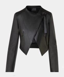Black Lambskin Biker Style Jacket