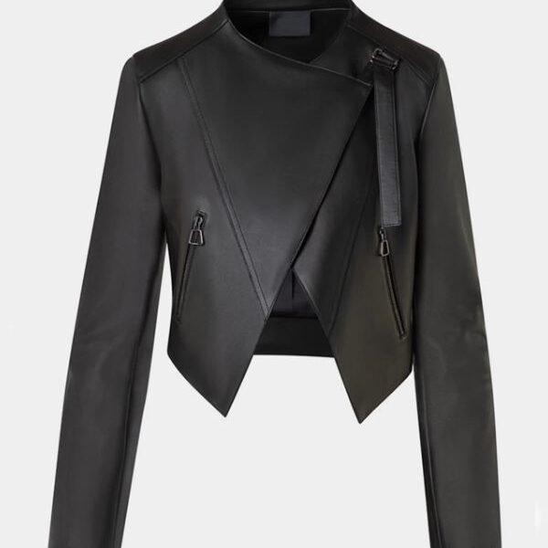 Black Lambskin Biker Style Jacket