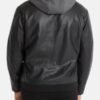 Black Vintage Hooded Leather Jacket For Men’s