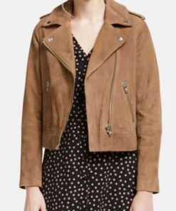 Brown Suede Leather Biker Jacket