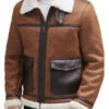 Bundy Brown Shearling Aviator Leather Jacket