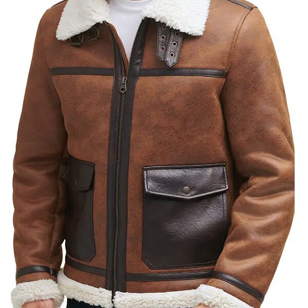 Bundy Brown Shearling Aviator Leather Jacket