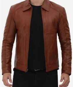 Classic Vintage Brown Leather Jacket For Men’s