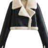 Cropped Leather Jacket With Fur