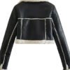 Cropped Leather Jacket With Fur