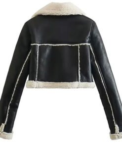 Cropped Leather Jacket With Fur