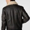 Dark Brown Leather Aviator Jacket