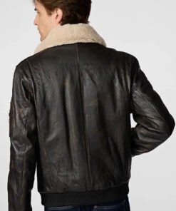 Dark Brown Leather Aviator Jacket