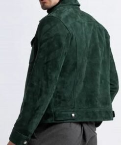 Green Biker Suede Leather Jacket For Men’s
