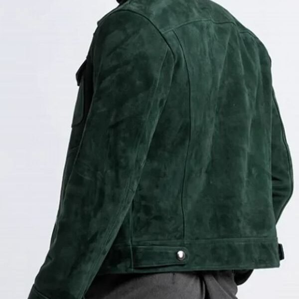 Green Biker Suede Leather Jacket For Men’s