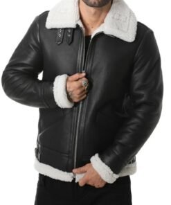 Alternative view of B3 Black Shearling Aviator Pilot Bomber Jacket