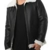 B3 Black Shearling Aviator Pilot Bomber Jacket For Men’s