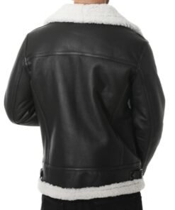 B3 Black Shearling Aviator Pilot Bomber Jacket For Men’s