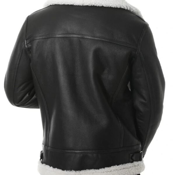 B3 Black Shearling Aviator Pilot Bomber Jacket For Men’s