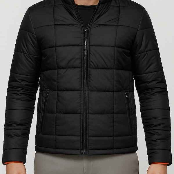 Black Full Zip Puffer Jacket