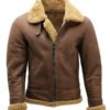 Men’s Brown B3 Shearling Leather Flying Aviator Jacket