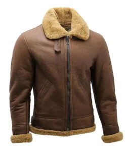 Alternative view of Men’s Brown B3 Shearling Leather Flying Aviator Jacket