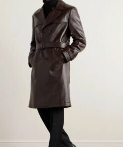 Alternative view of Men’s Stylish Long Brown Leather Trench Coat