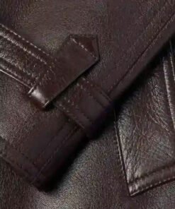 Men’s Stylish Long Brown Leather Trench Coat