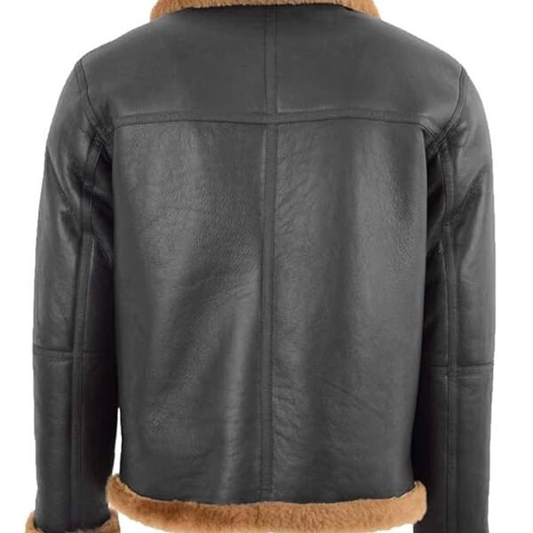 RAF Black B3 Bomber Brown Shearling Jacket