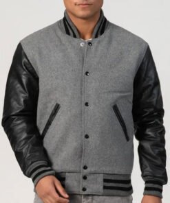 Alternative view of Unisex Black And Grey Varsity Jacket