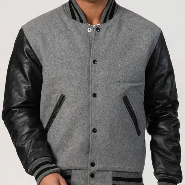 Alternative view of Unisex Black And Grey Varsity Jacket