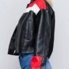 Women’s Cropped Red And Black Leather Jacket