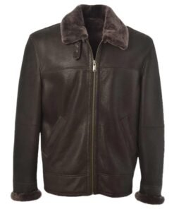 Brown Shearling Bomber Leather Jacket