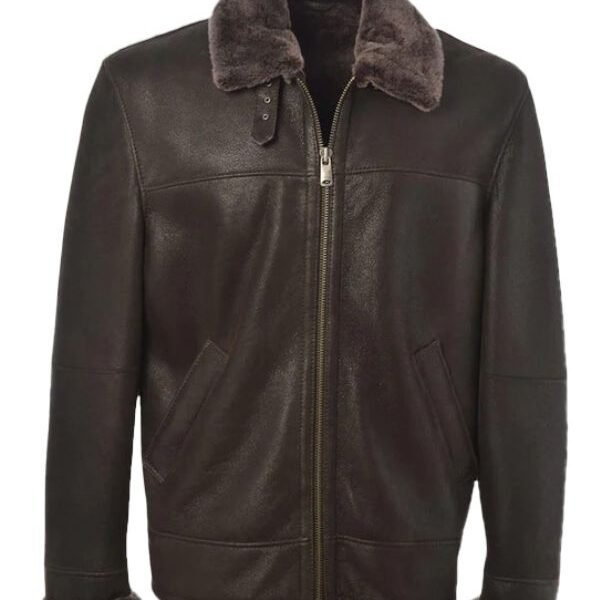 Brown Shearling Bomber Leather Jacket