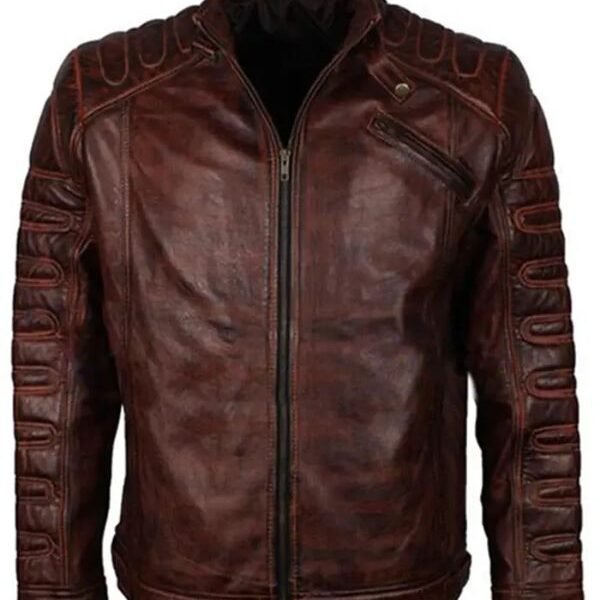 Men’s Dark Brown Distressed Leather Jacket